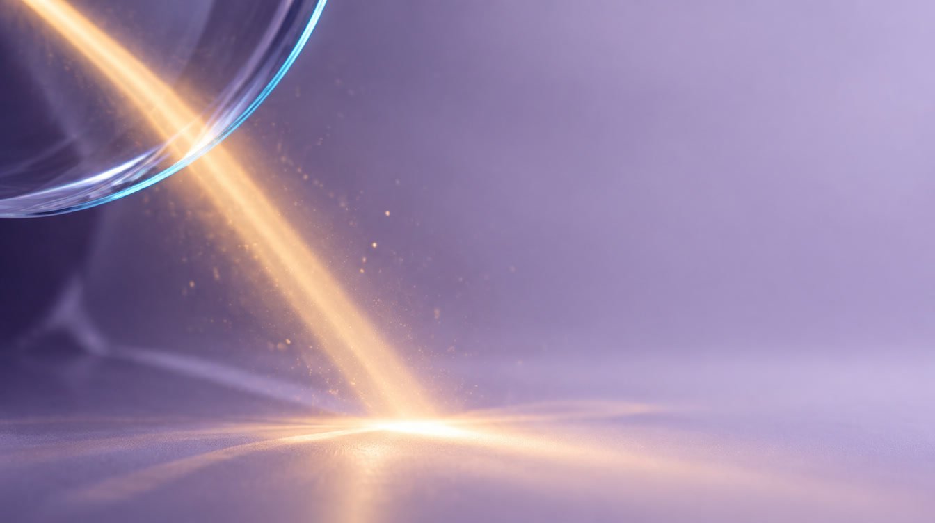 A single beam of light entering through glass